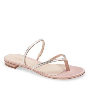 NWT Schutz Stanci Crystal Embellished Satin Thong Sandals Size 7